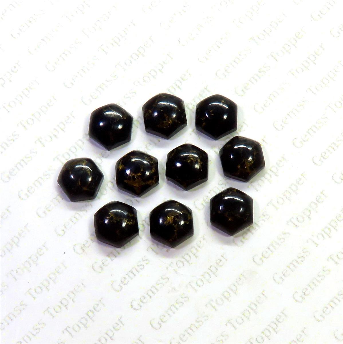 Black Mohave Turquoise 10x10 mm Hexagon Cabochon